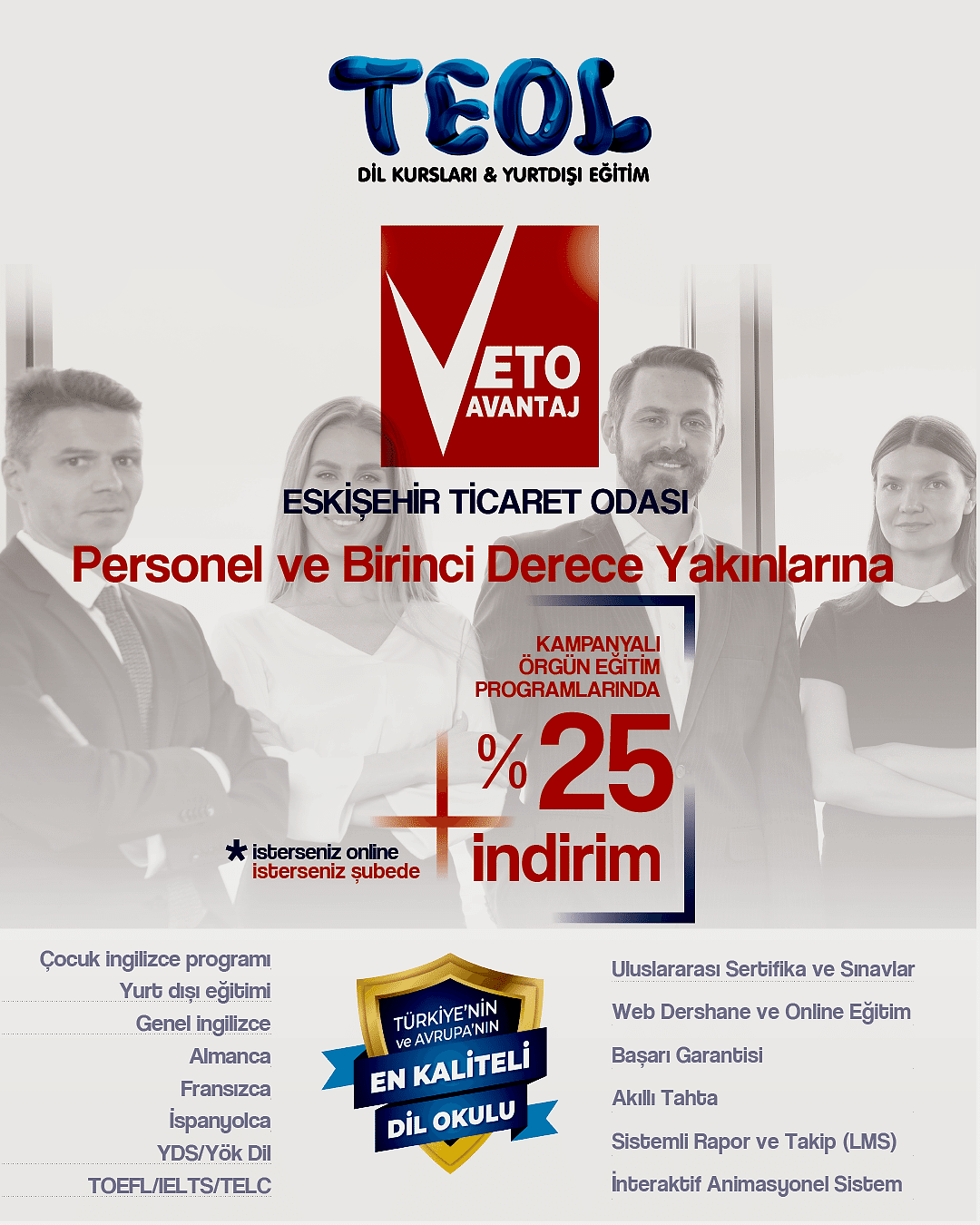 TEOL ESKİŞEHİR & ESKİŞEHİR TİCARET ODASI %25 İNDİRİMLE KURUMSAL ANLAŞMA