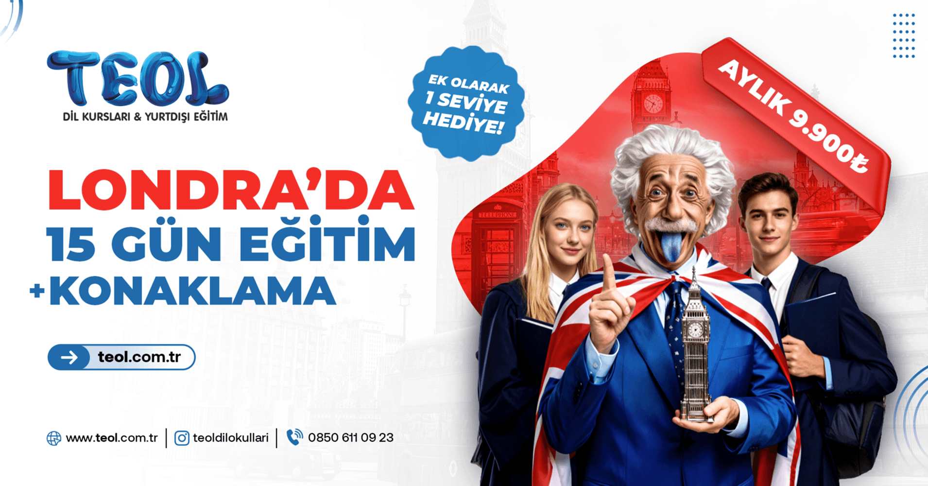 AYLIK 9.900 TL’ye LONDRA’DA EĞİTİM + KONAKLAMA!